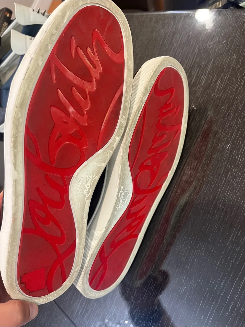 Christian Louboutin Black Patent Low-Top Sneakers